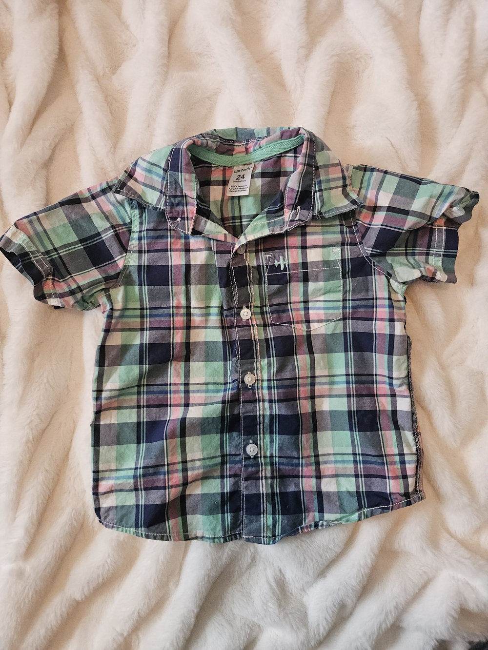 Carter's Plaid Short-Sleeve Button-Down Shirt - Carters 24 months